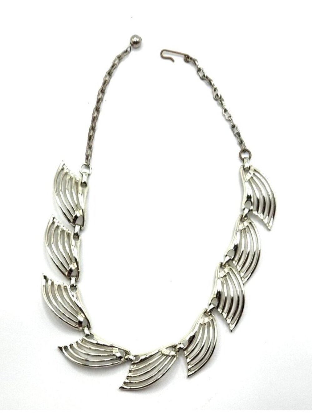 Vintage Silver Tone Necklace/Choker Fan Design